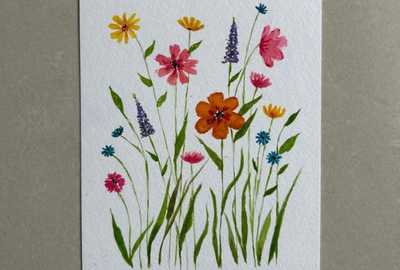 Watercolor wildflower meadow