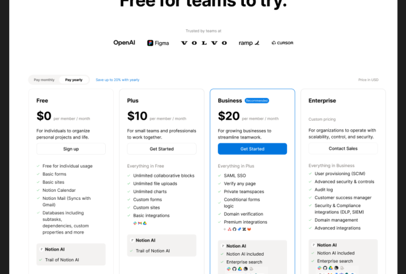 Auto Layout Project: Recreating Notion Pricing webpage