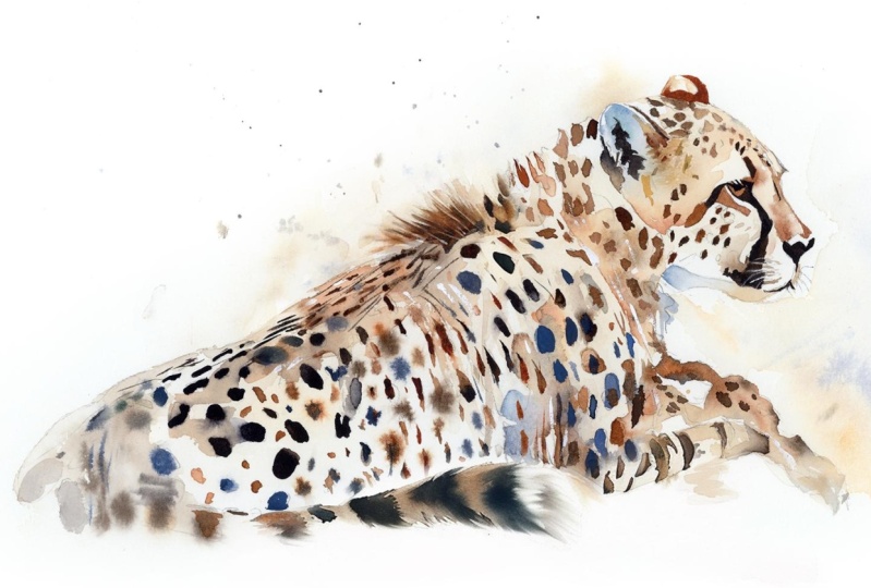 Expressive Watercolour Cheetah: Gesture, Light and Flow