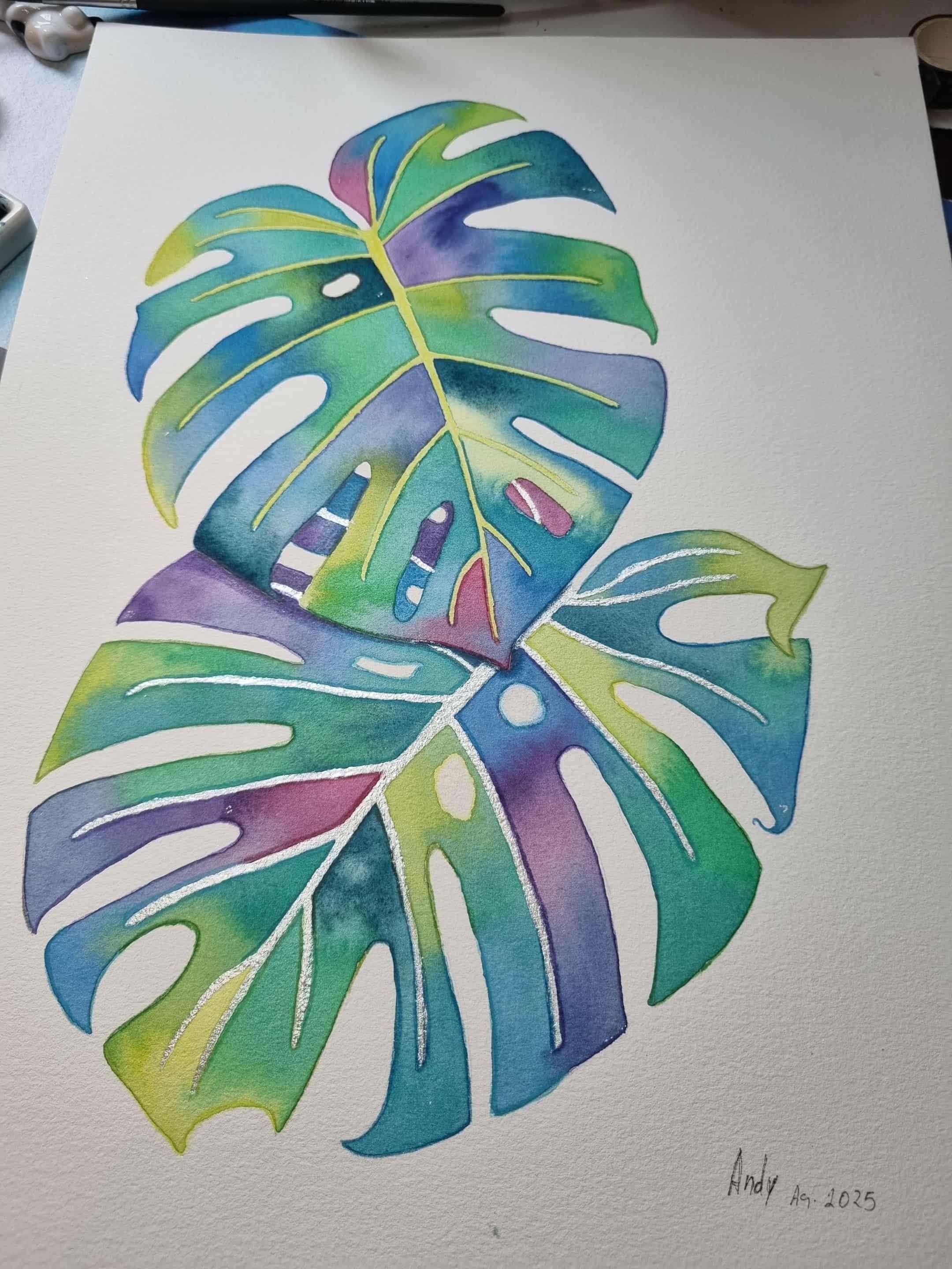 Botánica tropical en acuarela