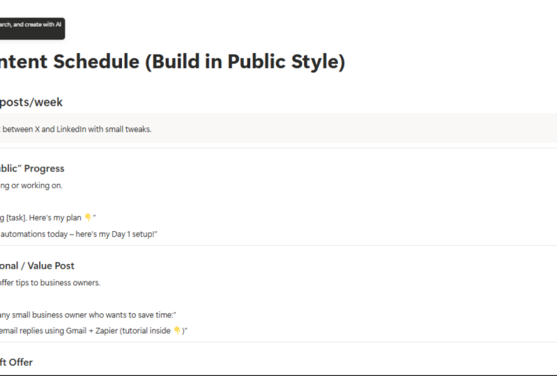 My weekly content Schedule