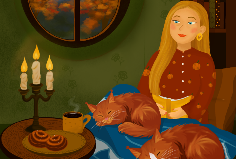 Animated cozy autumn scene