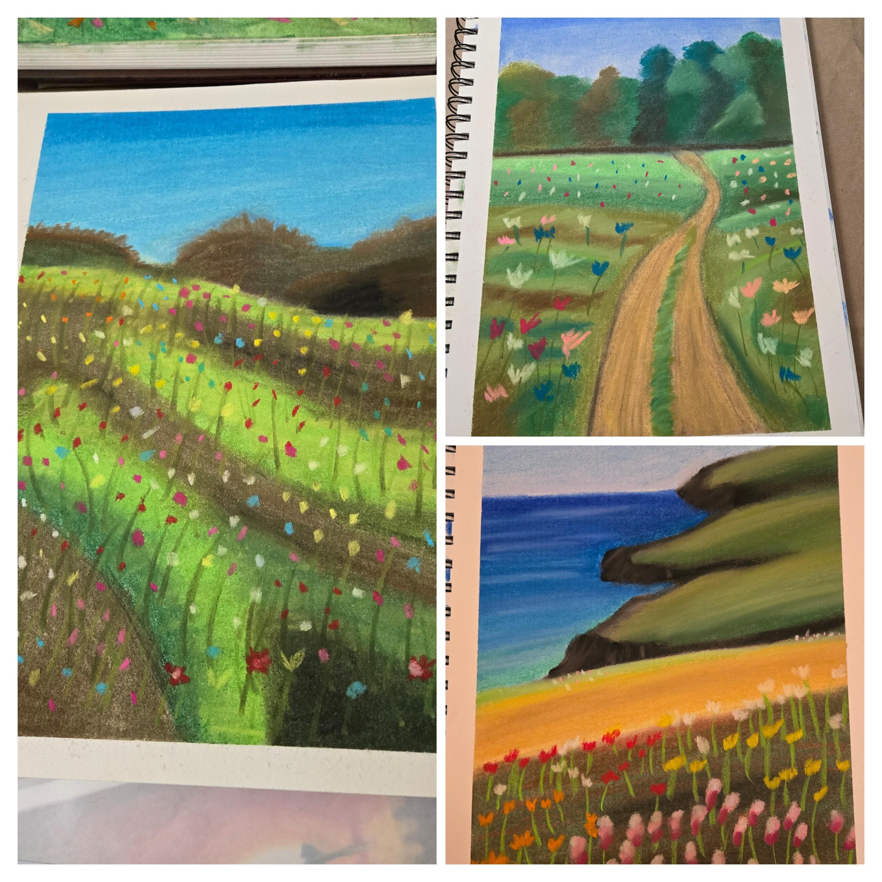Soft pastel landscapes - student project