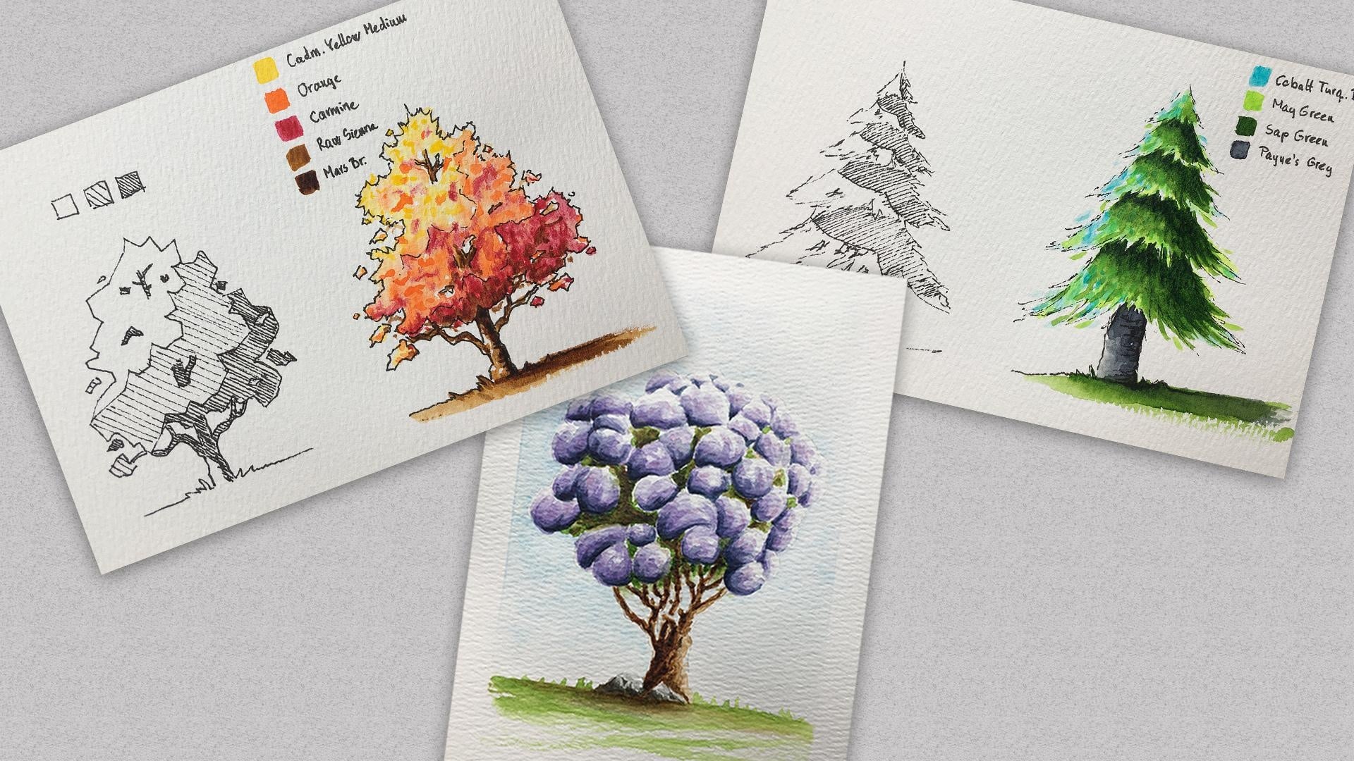 Watercolor Trees - student project