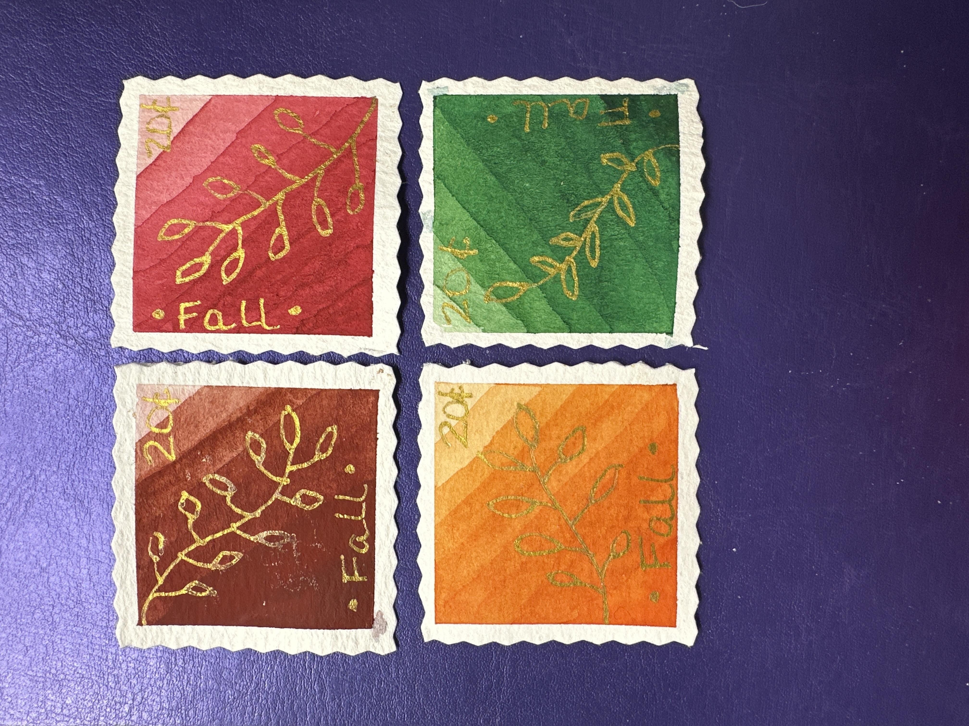 Four Fall stamps - student project
