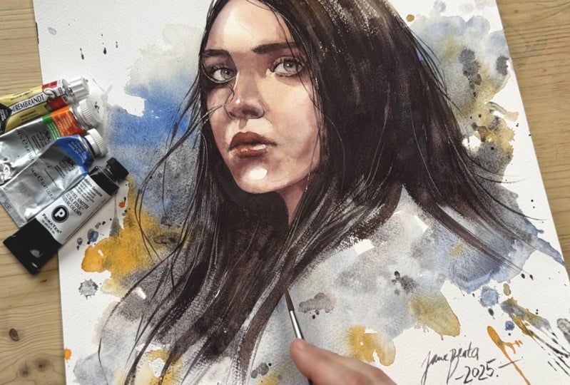 My project - 4 color watercolor portrait