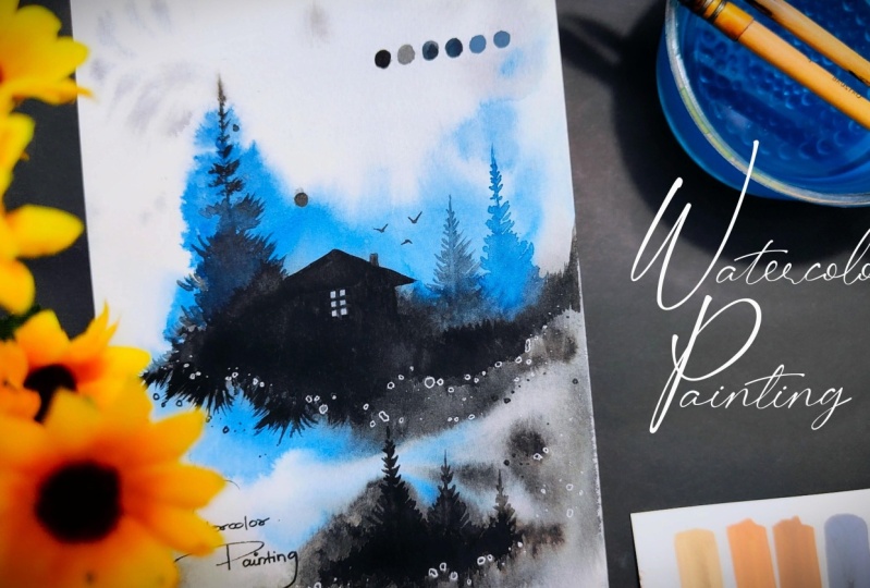 Abstract Watercolor Landscape With Easy Painting Techniques