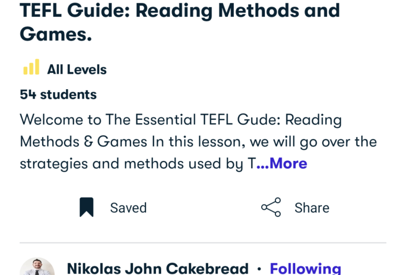 TEFL Guide: Reading Methods and Games.