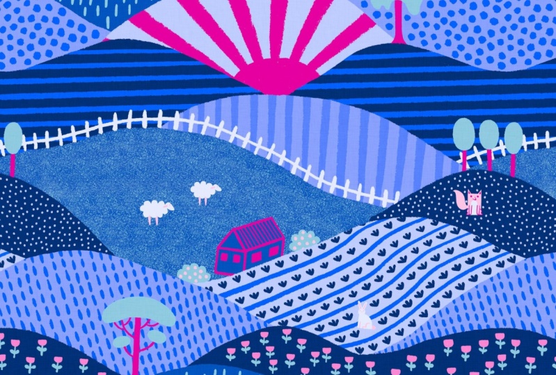 Whimsical Abstract Landscape Pattern