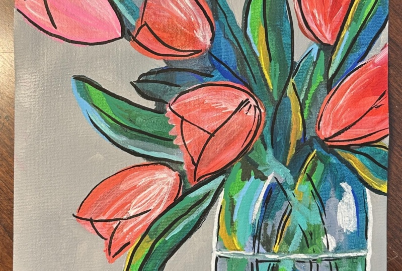 Tulips with acrylic