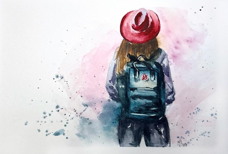 Girl with backpack