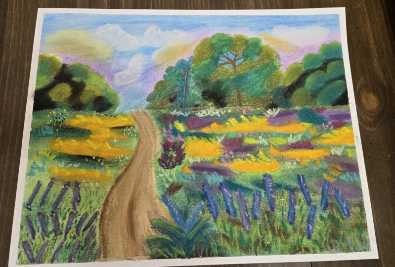 Soft pastel wildflower field