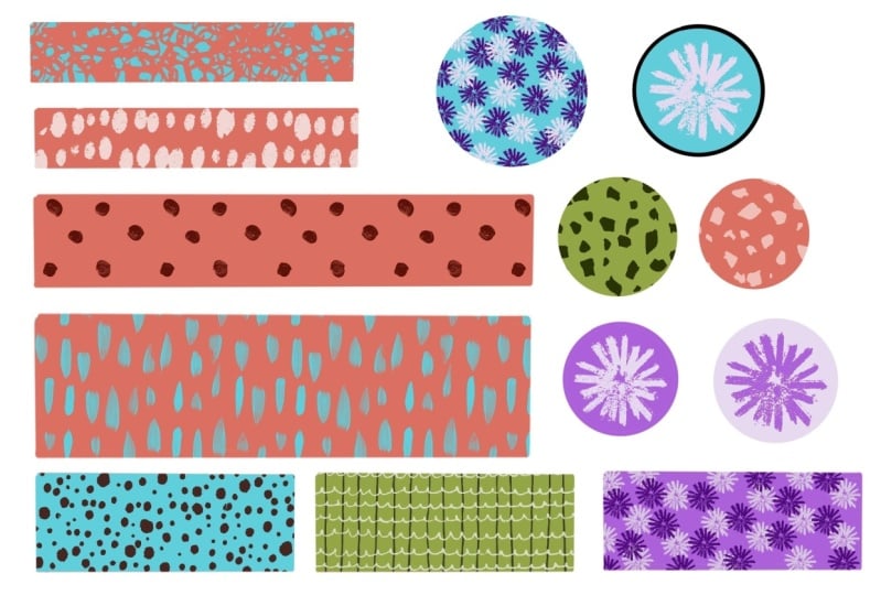 Washi tape stickers on Procreate
