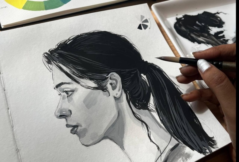 Gouache Portrait Study with Values