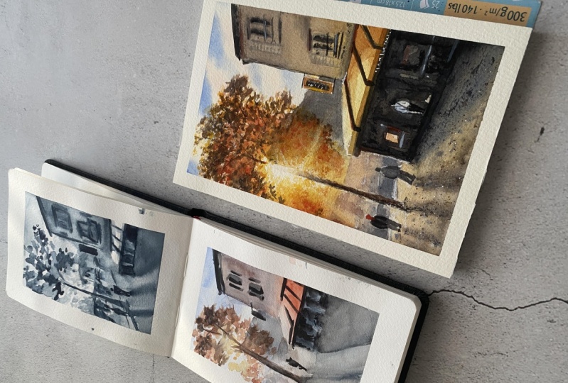 Sunny Watercolor Cityscape: Find Your Perfect Autumn Palette