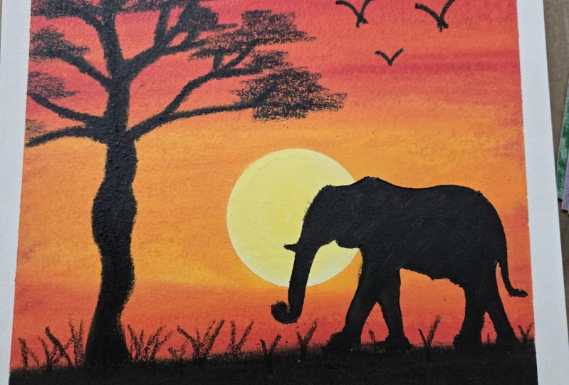 Oil pastel elephant