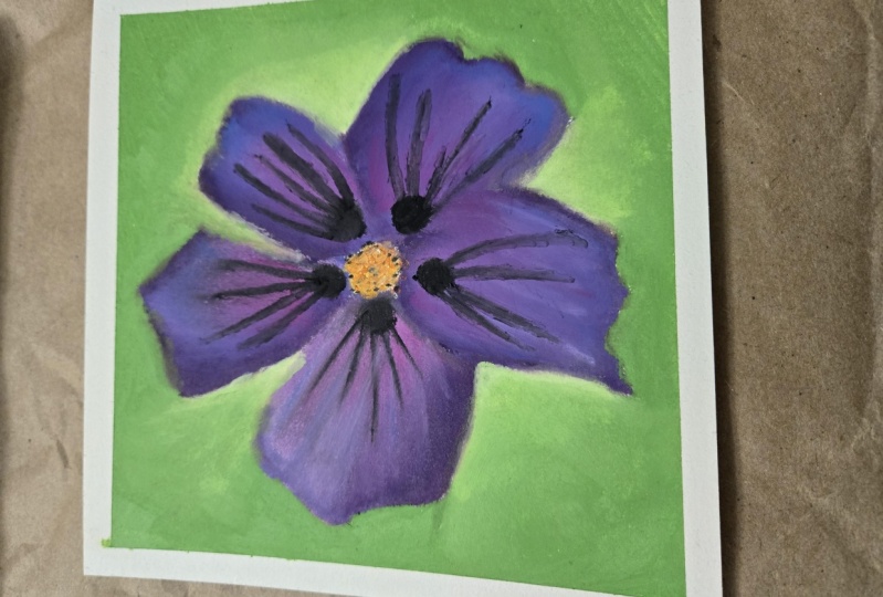 Oil pastel realistic flower