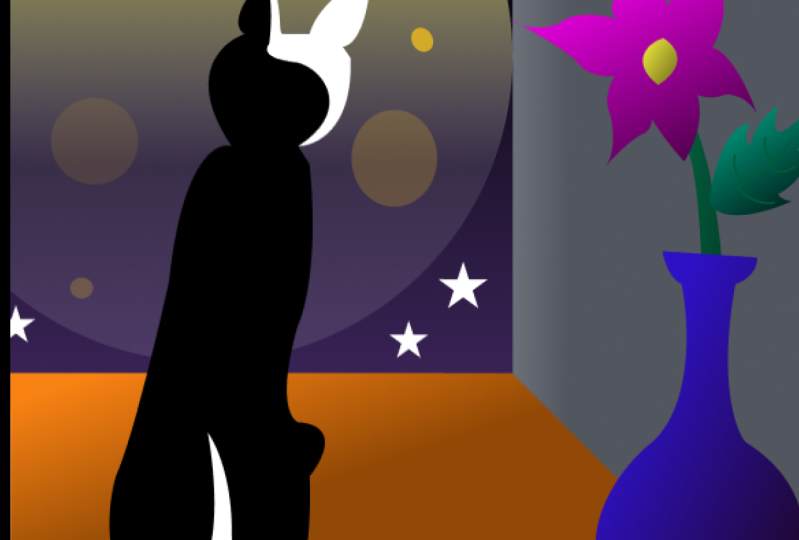 Cat in the night illustration