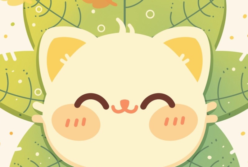 Kawaii Kitty Leaf