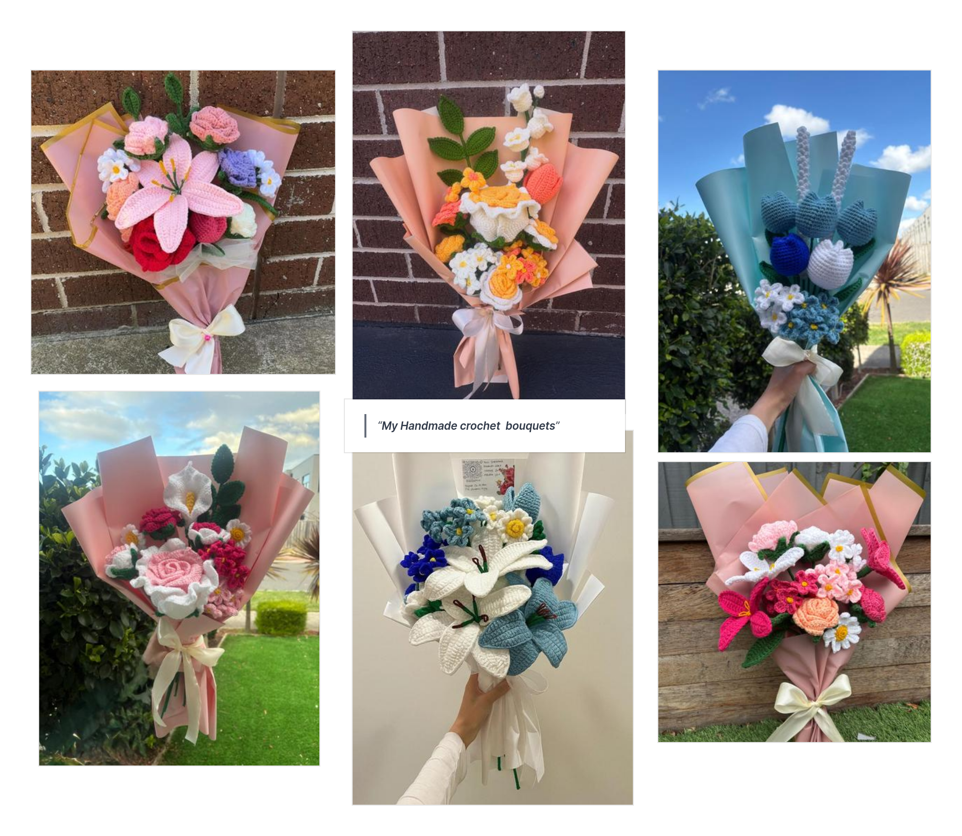 My Handmade crochet flower Bouquets - student project