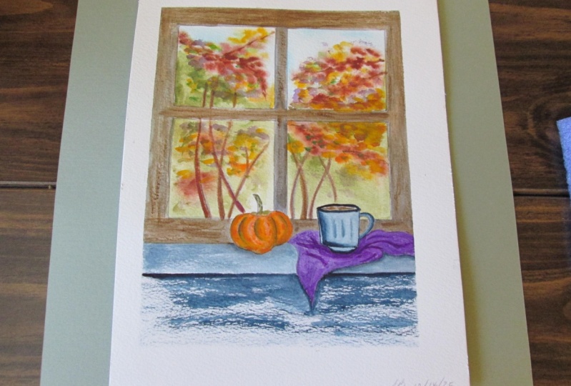 Cozy Fall Scene in Watercolor