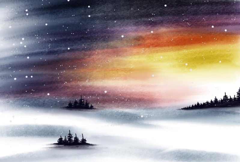 10 days of therapeutic winter watercolor landscape by sukruthajagirdhar