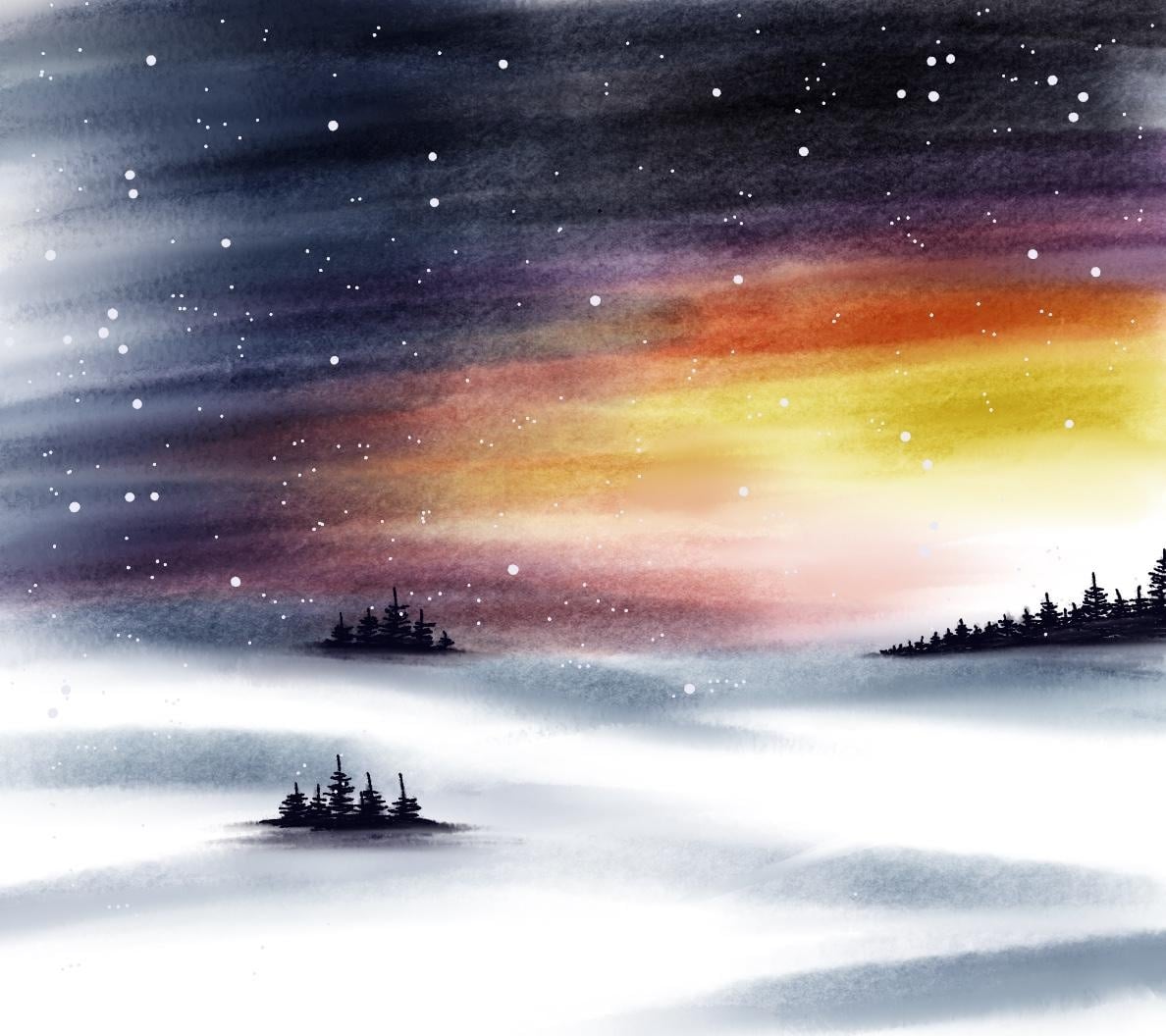 10 days of therapeutic winter watercolor landscape by sukruthajagirdhar - student project