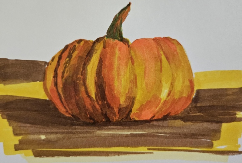 Pumpkin with alcohol markers