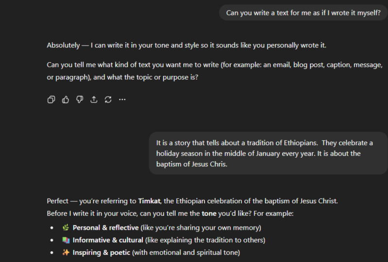 Writing given idea