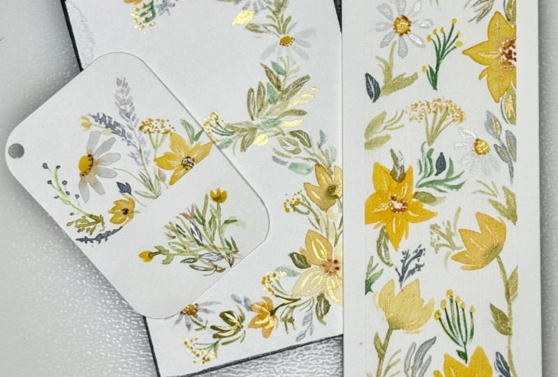 Flora bookmark, gift tag and monogram