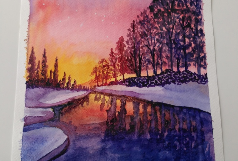 Winter night landscape