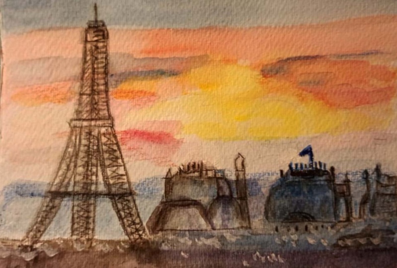 Eiffel Tower in watercolor