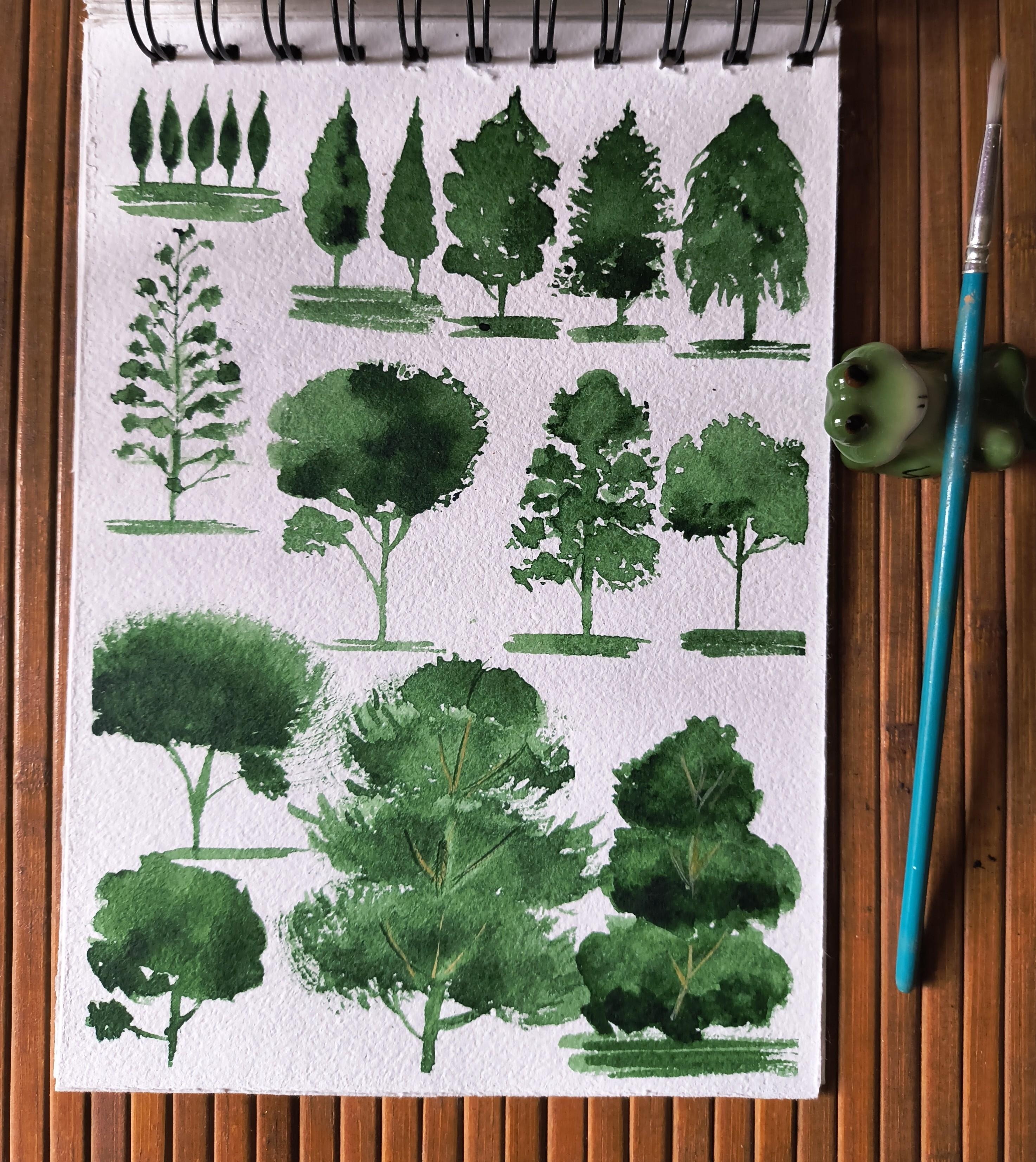 Painting Watercolour trees