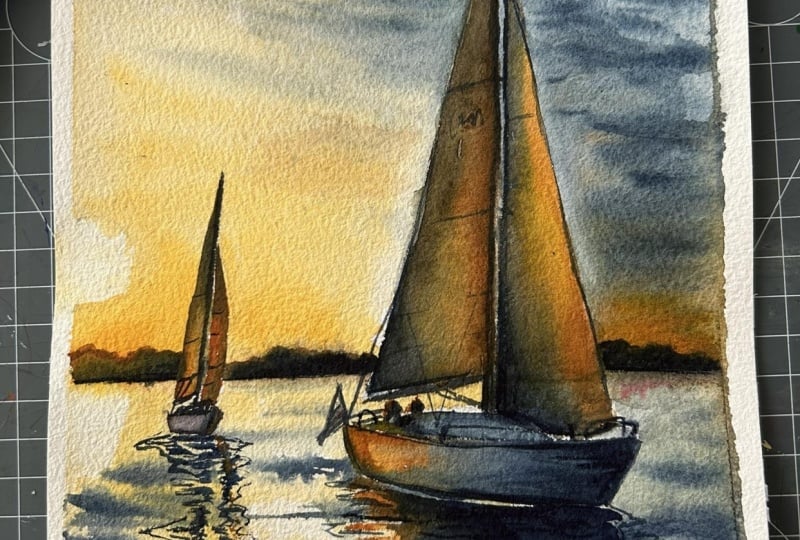 Sailboats at sunset 1st try