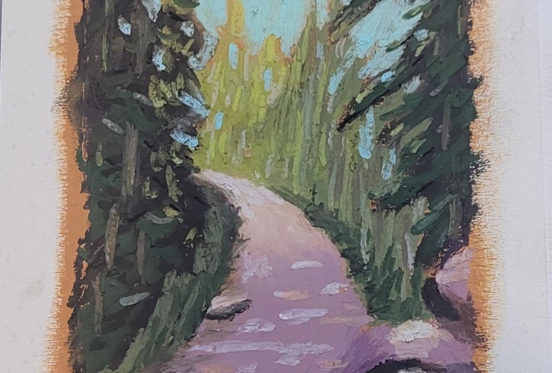 A path in oil pastels
