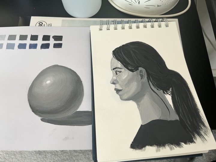 Gouache value study