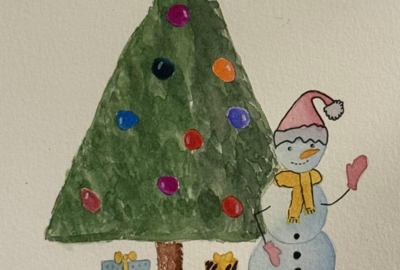 Snowman and Christmas Tree