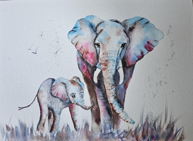 Mum and baby elephant