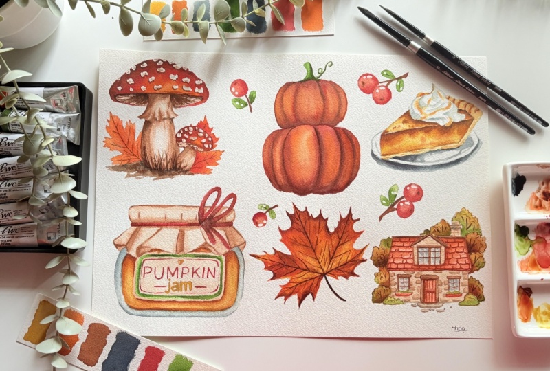 Autumn Vibes with Watercolor