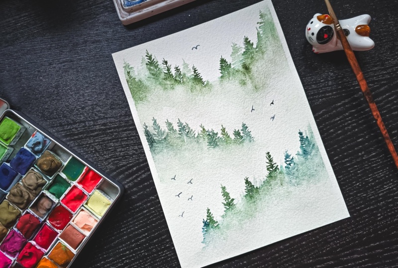 Misty Pine Trees