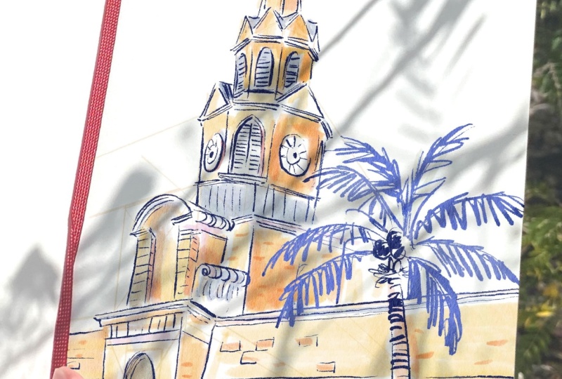 Freehand perspective drawing