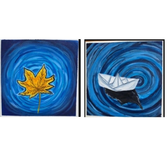 Acrylic painting water ripples