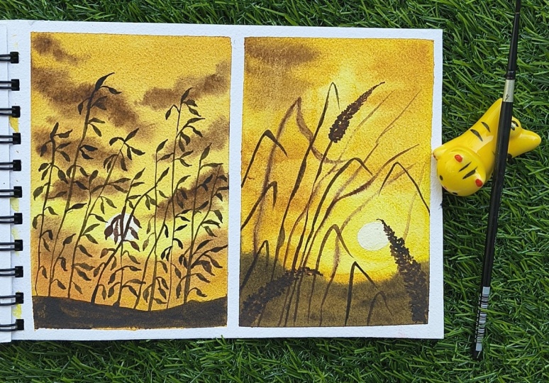 Watercolour Sunset Wild Plants