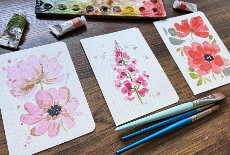 Watercolor floral cards