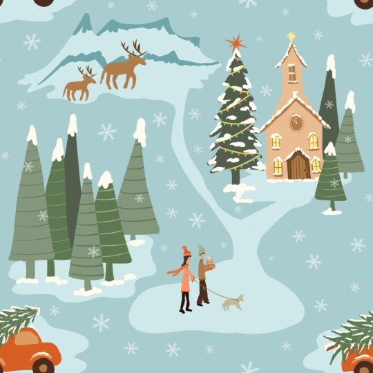 Christmas scene pattern in Procreate