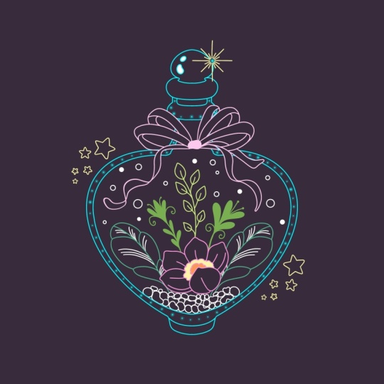 Floral potion bottle