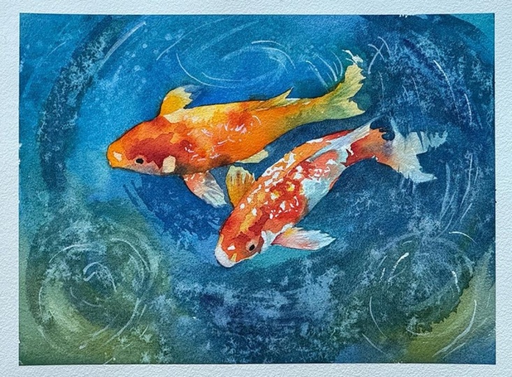 Luminous Watercolour Koi
