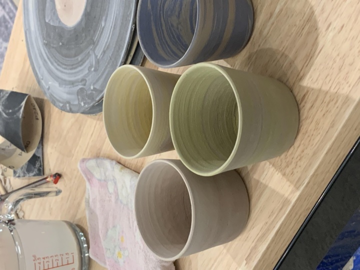 Set of 4 marbled water cups