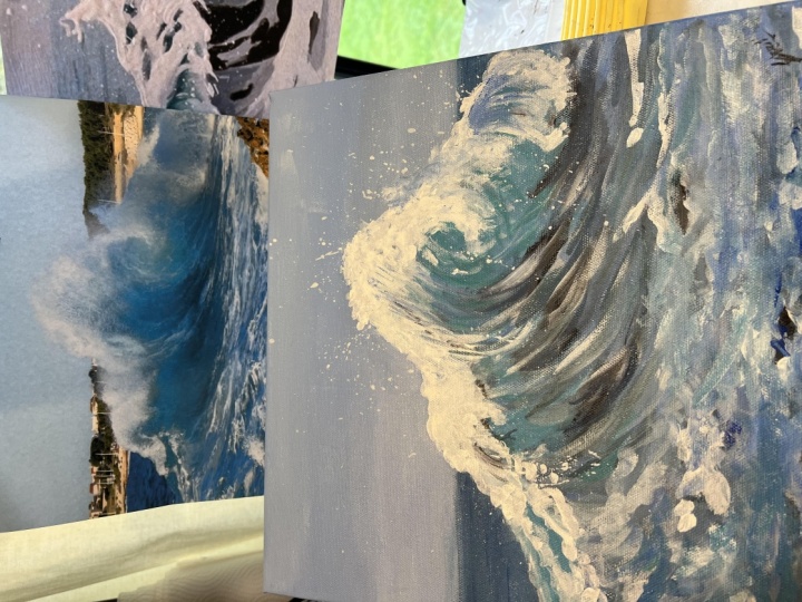 Working on waves…my first acrylic