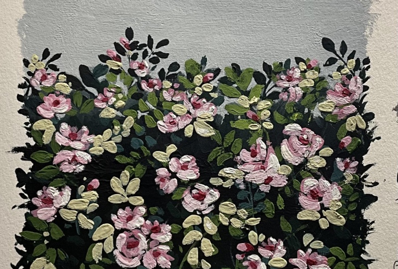 Rose garden in gouache